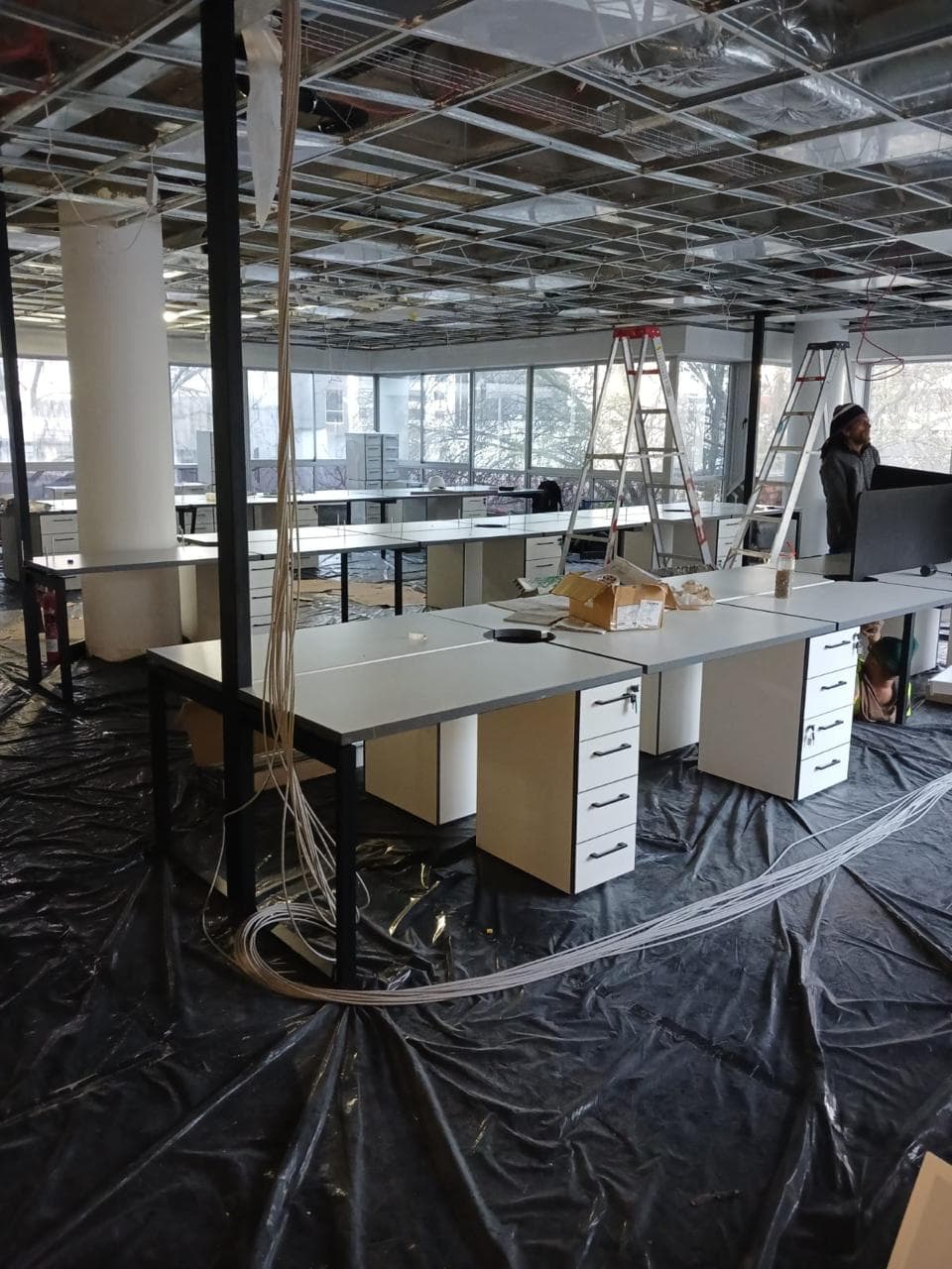 Electrical reticulation cabling during the Amazon Building office fit-out