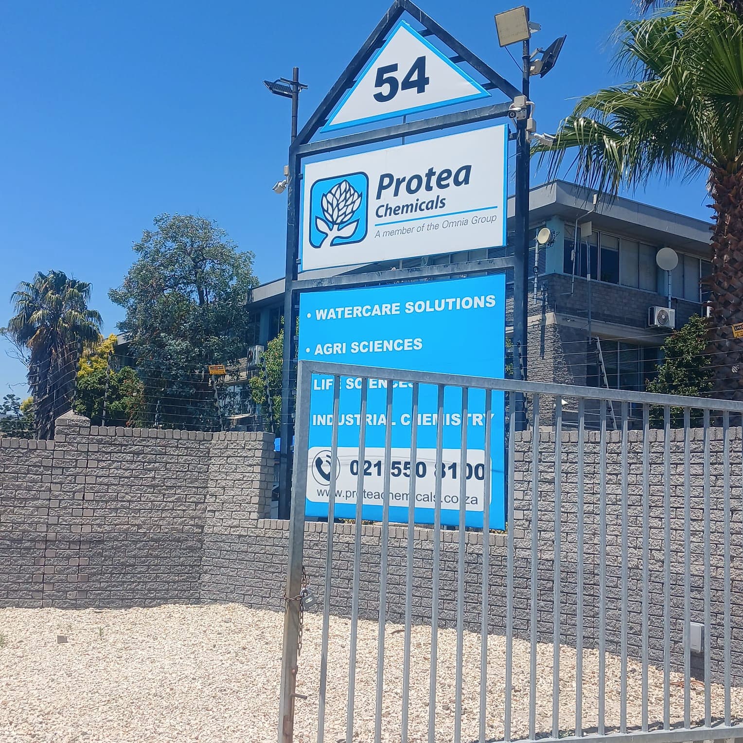 site entrance at Protea Chemicals