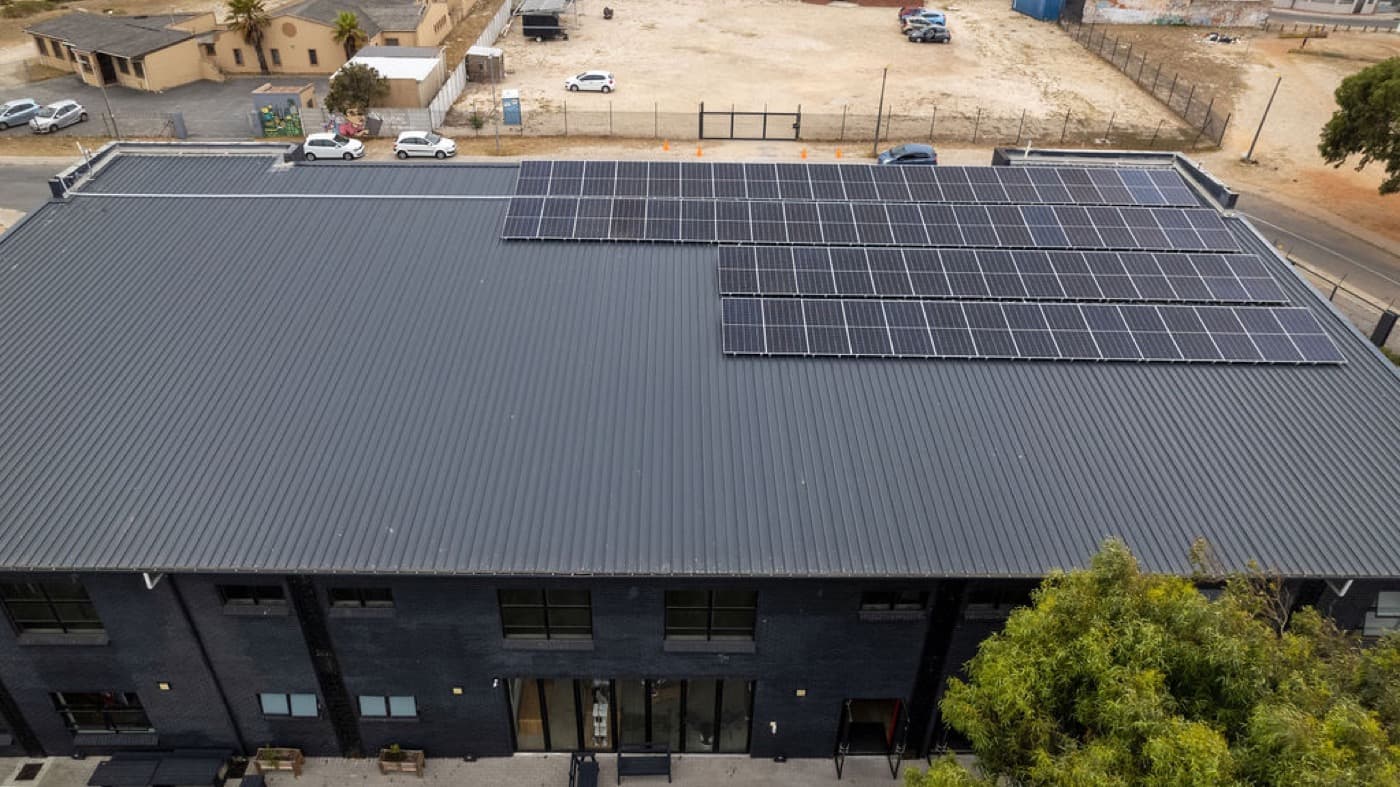 Completed commercial rooftop solar installation by GJS Electrical