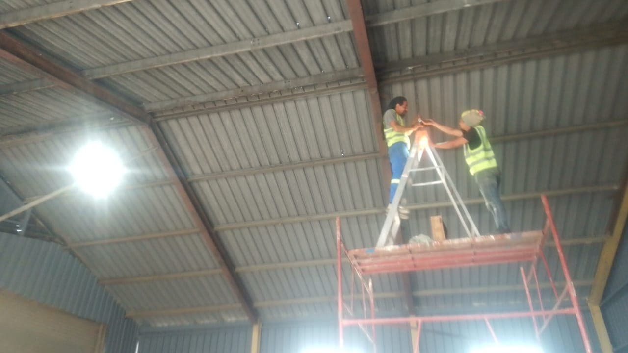 warehouse lighting installation at Scarab Energy
